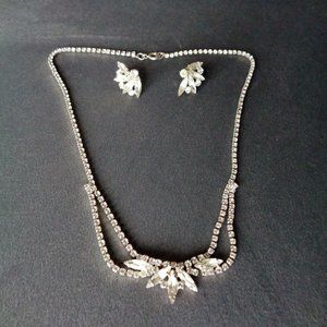 Vintage Rhinestone Necklace and Earing set